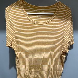American Eagle super soft yellow striped tee